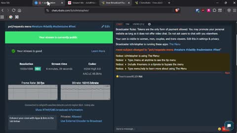 Snapshot of icihristopher chatting on October 13, 1:24 pm Christopher online show from October 13, 1:24 pm